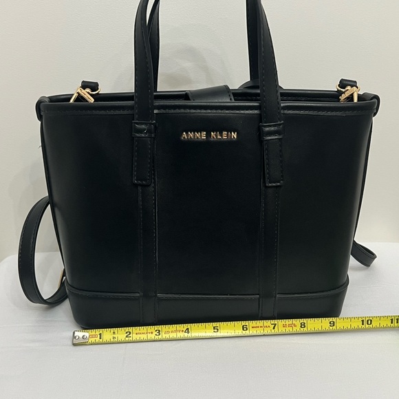 Anne Klein Black Crossbody Bag with Detachable Zip Pouch and Gold Hardware - Picture 10 of 15